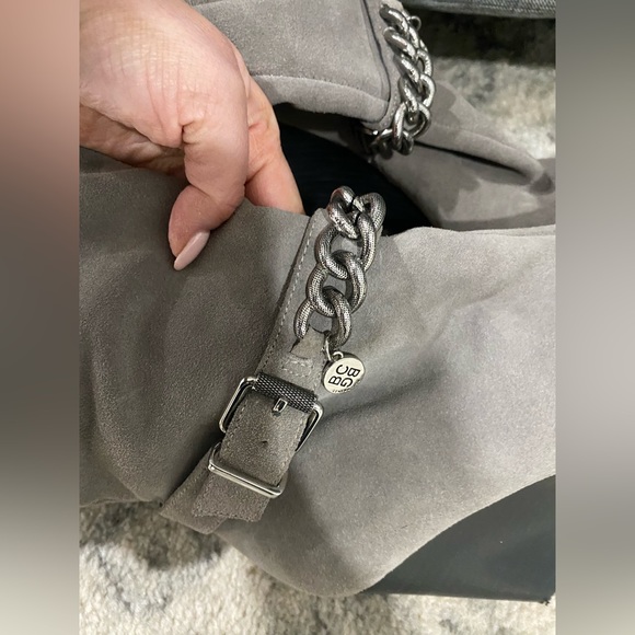 Like new BCBG gray leather boots with silver buckle - Picture 5 of 9